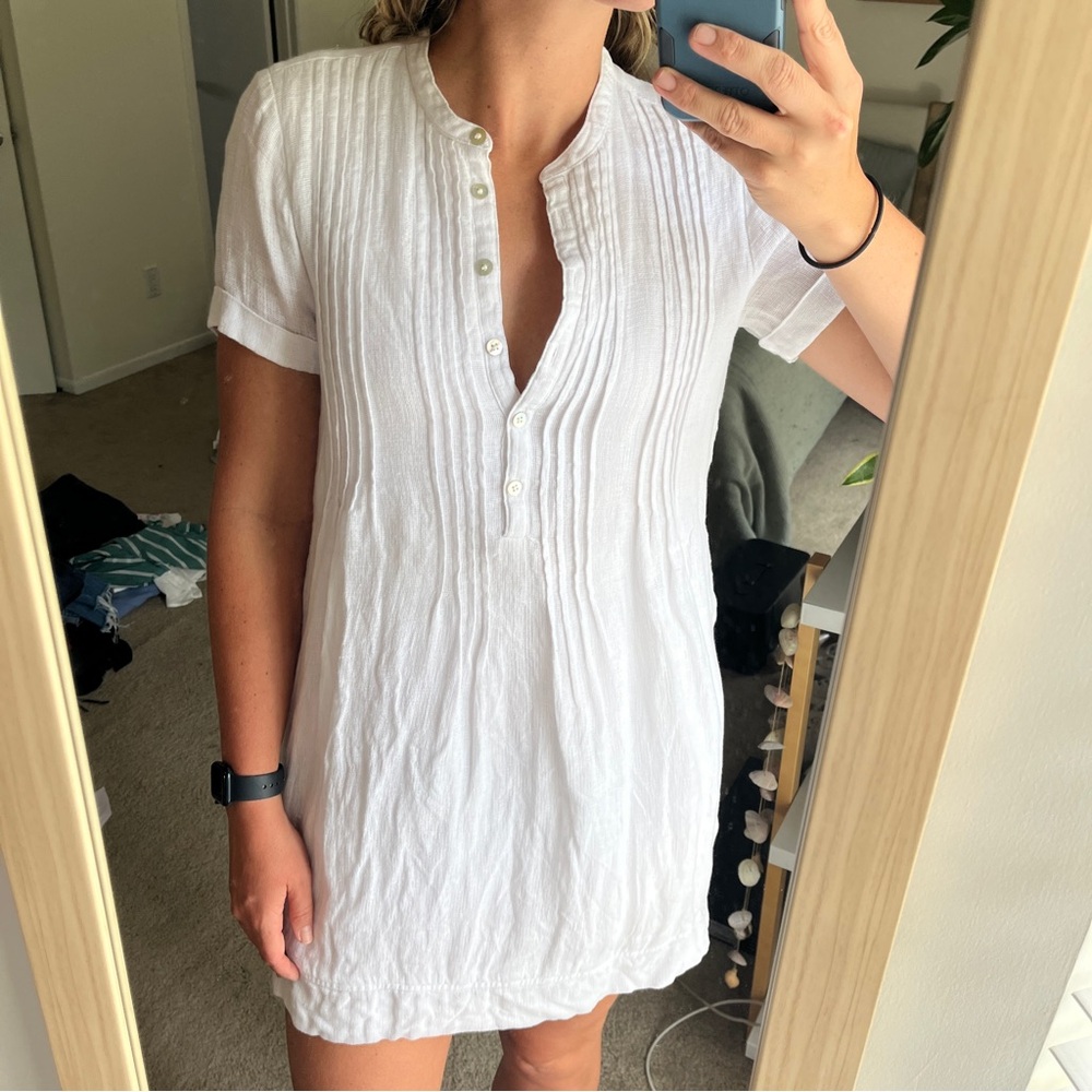 Faherty Gemina Basketweave Linen Dress